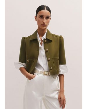 ME+EM Herringbone Cropped Jacket - Green