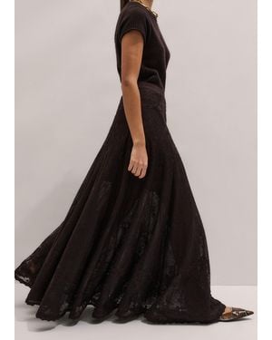 ME+EM Embroidered Tulle A-Line Maxi Skirt - Black