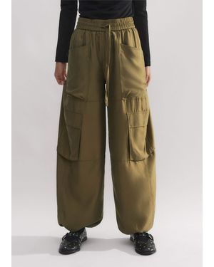 ME+EM Washed Silk Parachute Trouser - Multicolour