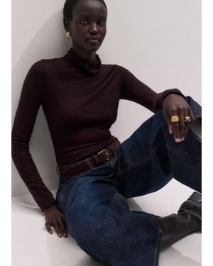 ME+EM Barely There Rolled Edge Slim Layering Jumper - Blue