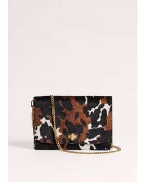 ME+EM Cow Print Envelope Clutch Dark Multi - Black