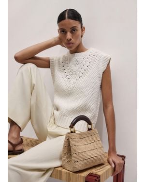 ME+EM Crochet Knit Relaxed Vest - Natural