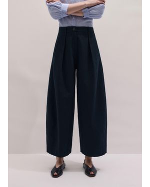 ME+EM Textured Barrel Leg Trouser - Blue