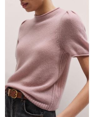 ME+EM Merino Cashmere Silk Pouf Sleeve Knit Tee - Pink