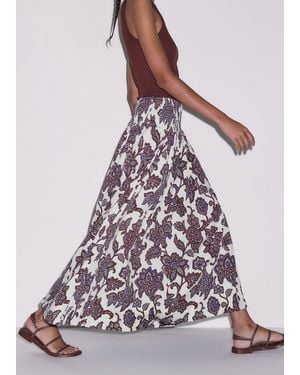 ME+EM Stencil Bloom Print Tiered Maxi Skirt - White