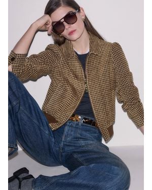 ME+EM Super Soft Houndstooth Bomber - Blue