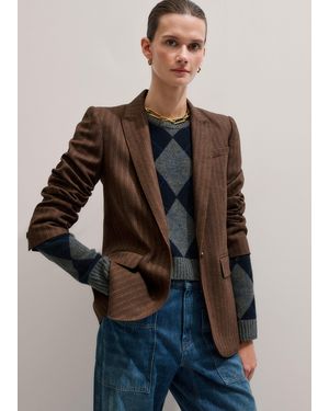 ME+EM Pinstripe Sharp Shoulder Blazer - Multicolour