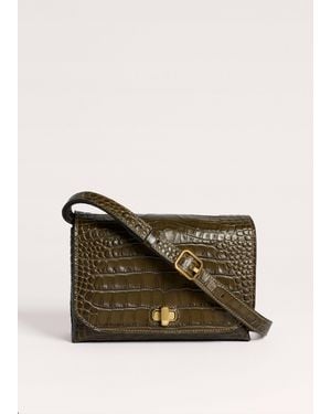 ME+EM Croc Print Clutch/Crossbody Bag - Brown