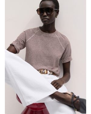 ME+EM Soft Washed Stripe Raglan Tee - Multicolour