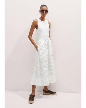 ME+EM Knit + Broderie Mixed Media Midi Dress - Natural