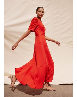 ME+EM Elegant Crepe Maxi Dress - Red