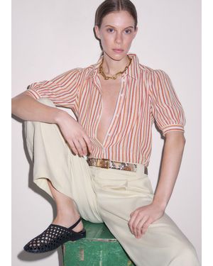 ME+EM Cotton Stripe Summer Blouse-Multi - Pink