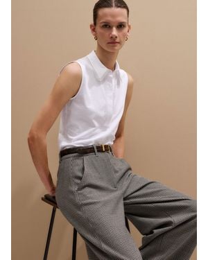 ME+EM Scalloped Sleeveless Layering Shirt - Brown