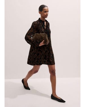 ME+EM Floral Scroll Print Short A-Line Dress - Natural
