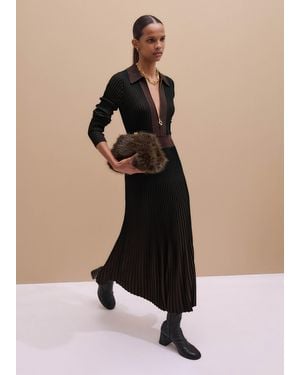 ME+EM Collared Contrast Panel Maxi Dress - Natural
