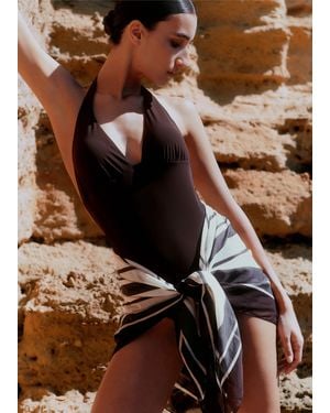ME+EM Adjustable Halterneck Swimsuit Dark - Brown