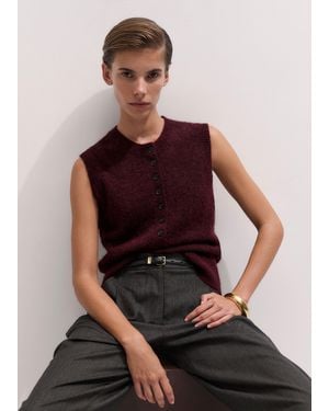 ME+EM Henley Straight Knit Vest - Red