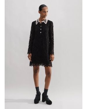 ME+EM Lace Collar Shift Dress - Black