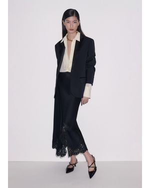 ME+EM Satin Lace Maxi Skirt - Black