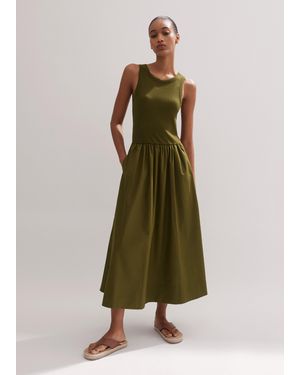 ME+EM Mixed Media Maxi Dress - Green