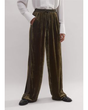 ME+EM Silk-Blend Velvet Relaxed Tapered Pant Bronze - Multicolour