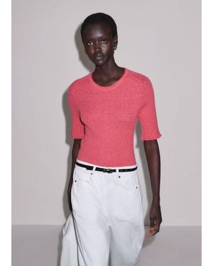 ME+EM Lofty Fine Cable Knit Slim Tee - Pink