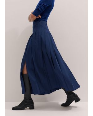 ME+EM Pleated Maxi Skirt - Blue