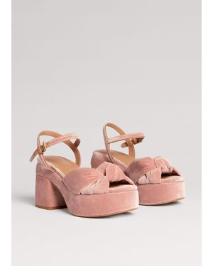 ME+EM Ruched Velvet Knot Platform - Pink