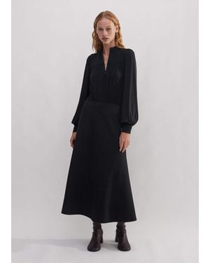 ME+EM Gather Detail Midi Dress - Black