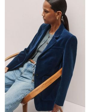 ME+EM Velvet Sharp Shoulder Jacket - Blue