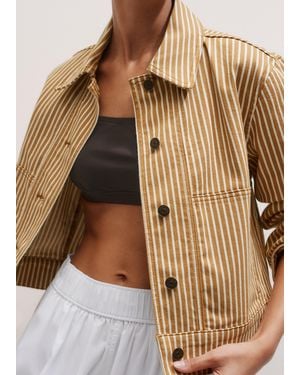 ME+EM Cotton Denim Stripe Jacket - Brown