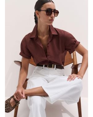 ME+EM Washed Cotton Short Sleeve Shirt - Brown
