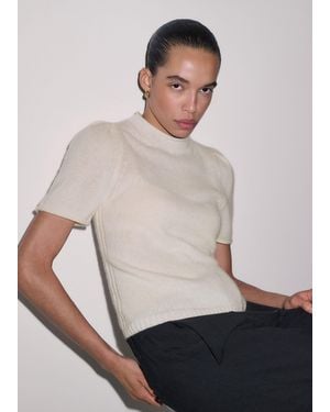 ME+EM Merino Cashmere Silk Pouf Sleeve Knit Tee - Natural