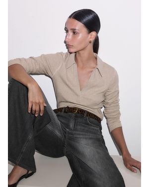 ME+EM Ultimate Longsleeve Rib Polo Top - Gray