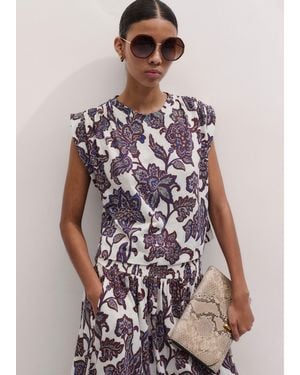ME+EM Ornate Lace Floral Print Swing Top - Multicolour