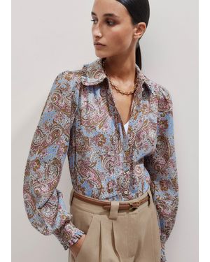 ME+EM Cotton Voile Intricate Paisley Print Blouse - Brown