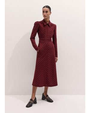 ME+EM Stripe Tweed Midi Dress - Red