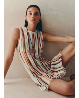 ME+EM Textured Stripe Mini Dress - Brown