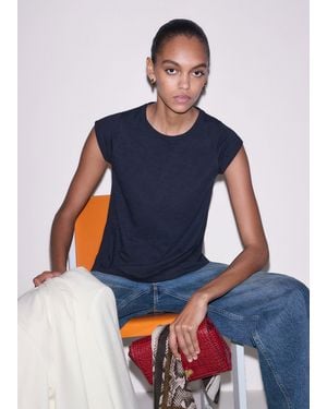 ME+EM Cap Sleeve Crew Neck Swing Tee - Blue