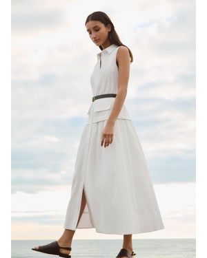 ME+EM Seersucker Maxi Shirt Dress + Belt - White
