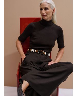 ME+EM Superfine Ribbed Roll Neck Tee - Black