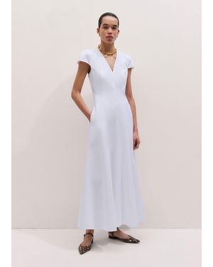 ME+EM V-Neck Fit And Flare Maxi Dress - Gray