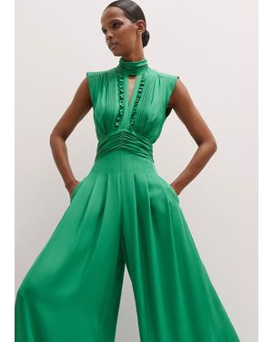 ME+EM Silk Wide-Leg Jumpsuit - Green