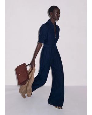 ME+EM Wide Leg Jumpsuit + Belt - Blue