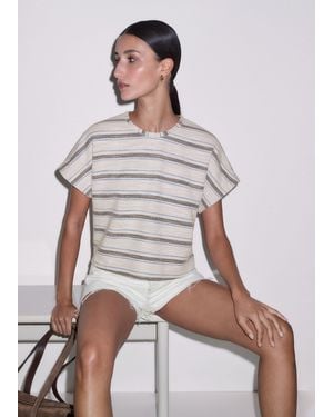 ME+EM Textured Stripe Tee - Brown