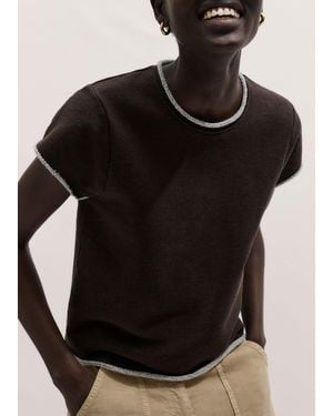 ME+EM Baby Tee Lightweight Sweatshirt Warm Chocolate Melange - Black