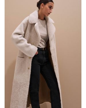 ME+EM Reversible Shearling Coat + Belt - Natural