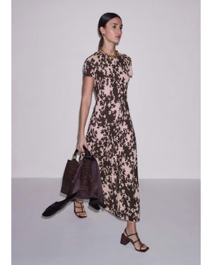 ME+EM Speckled Bloom Print Raglan Sleeve Maxi Dress Blush-Cocoa - White