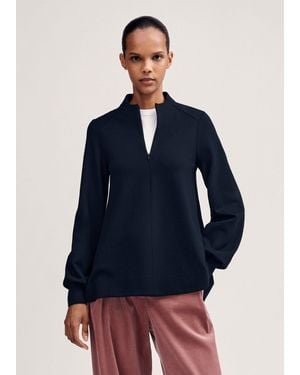 ME+EM Travel Tailoring Balloon Sleeve Swing Top - Black