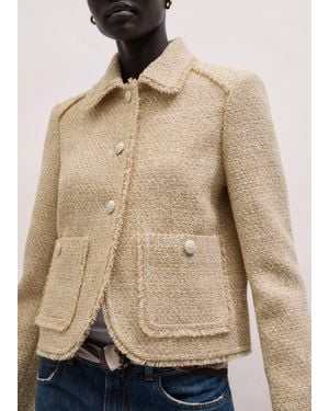 ME+EM Cut Away Fringed Jacket - Natural
